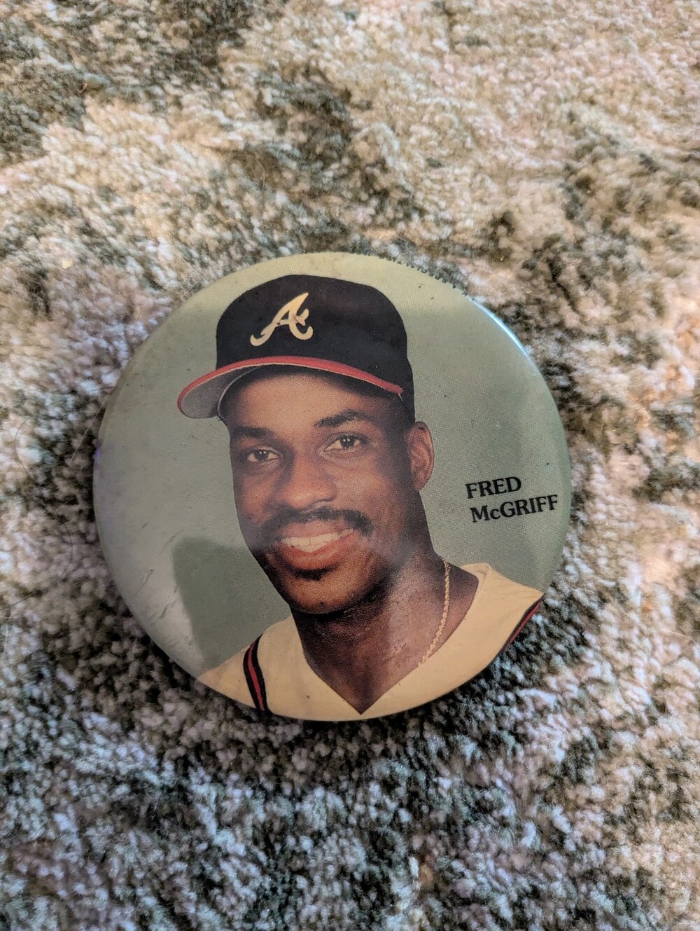 Vintage Baseball Player Button Of Fred McGriff - Atlanta Braves